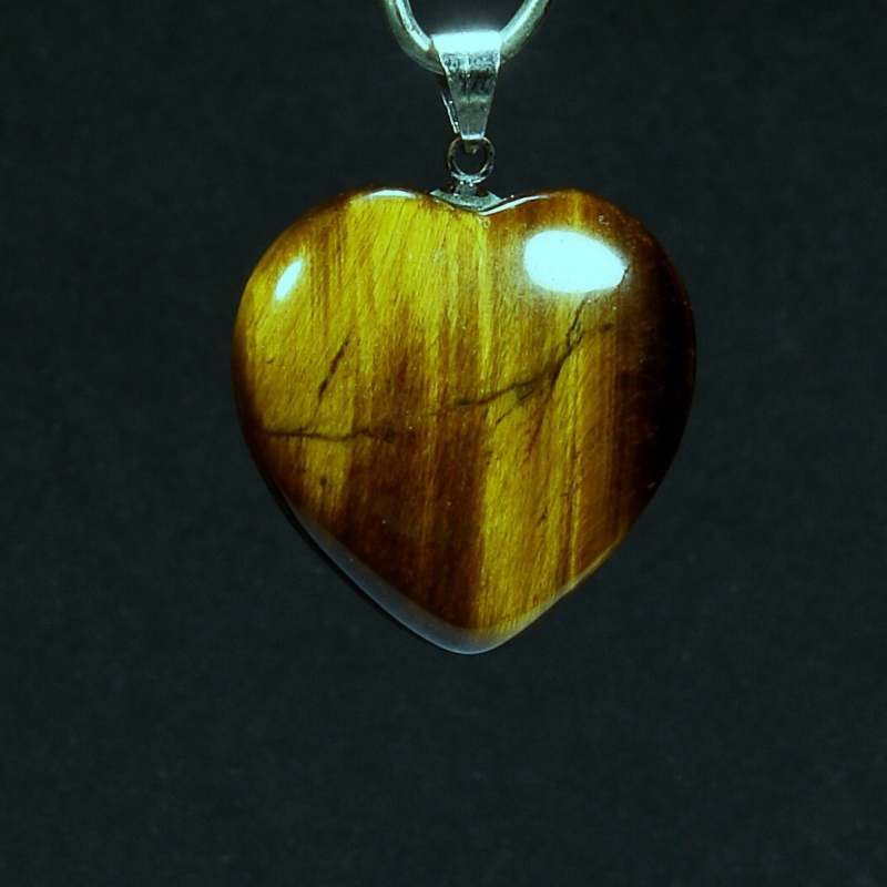 Tygří oko přívěsek srdce 1701VII-28 - bižuterní úchyt