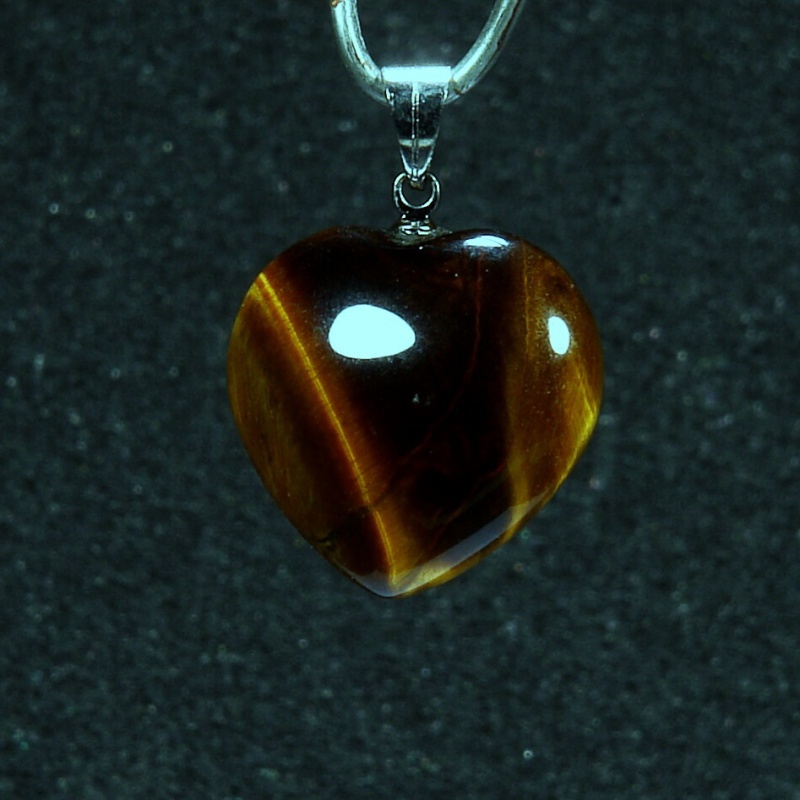 Tygří oko přívěsek srdce 1701VII-39 - bižuterní úchyt