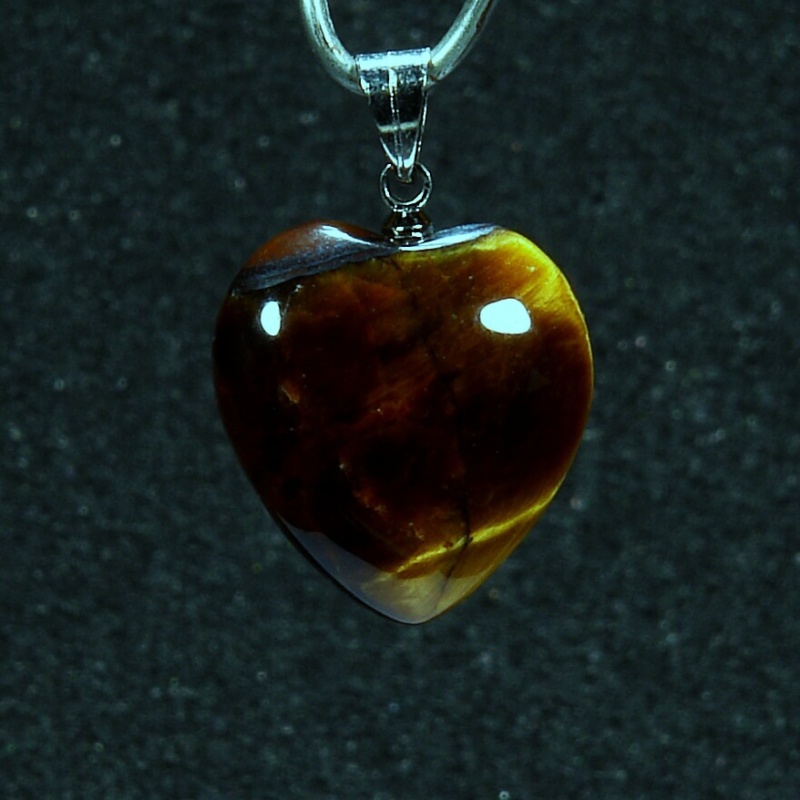 Tygří oko přívěsek srdce 1701VII-40 - bižuterní úchyt