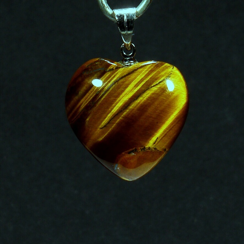 Tygří oko přívěsek srdce 1701VII-30 - bižuterní úchyt