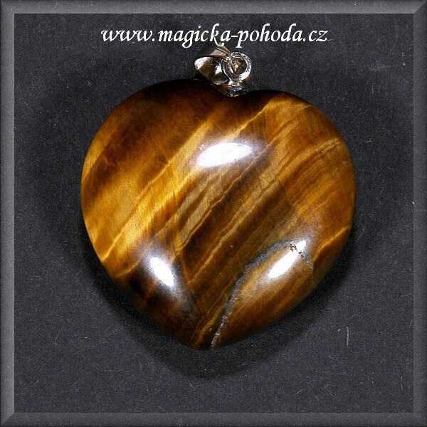 Tygří oko srdce přívěsek K1911XI-11 - bižuterní úchyt