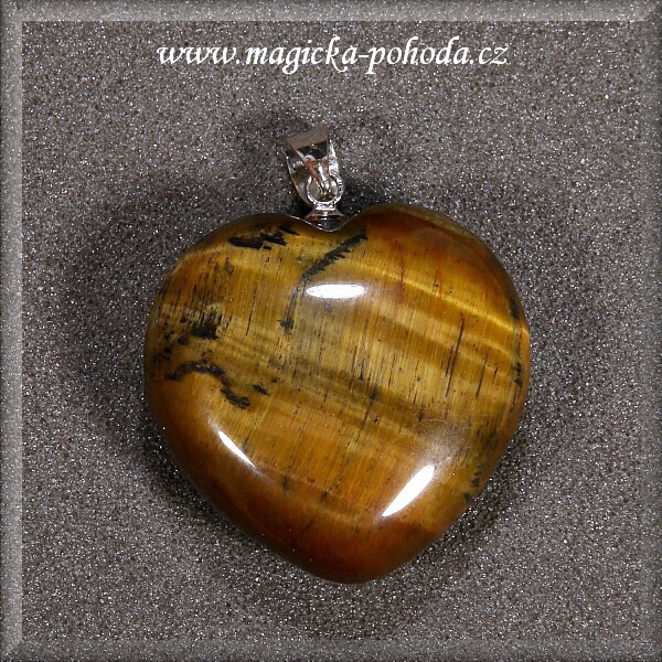 Tygří oko srdce přívěsek K1911XI-14 - bižuterní úchyt