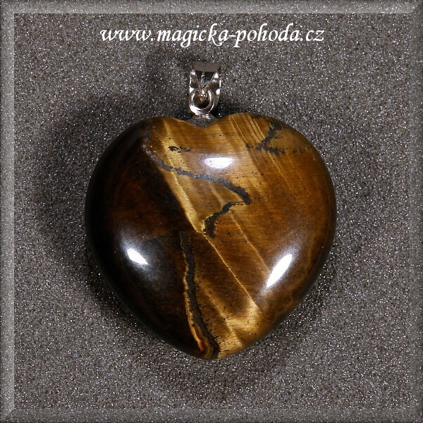 Tygří oko srdce přívěsek K1911XI-15 - bižuterní úchyt