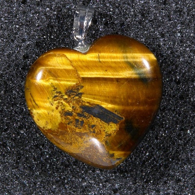 Přívěsek srdce tygří oko K01 - bižuterní úchyt