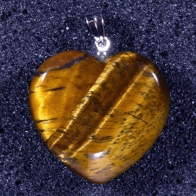 Přívěsek srdce tygří oko K05 - bižuterní úchyt